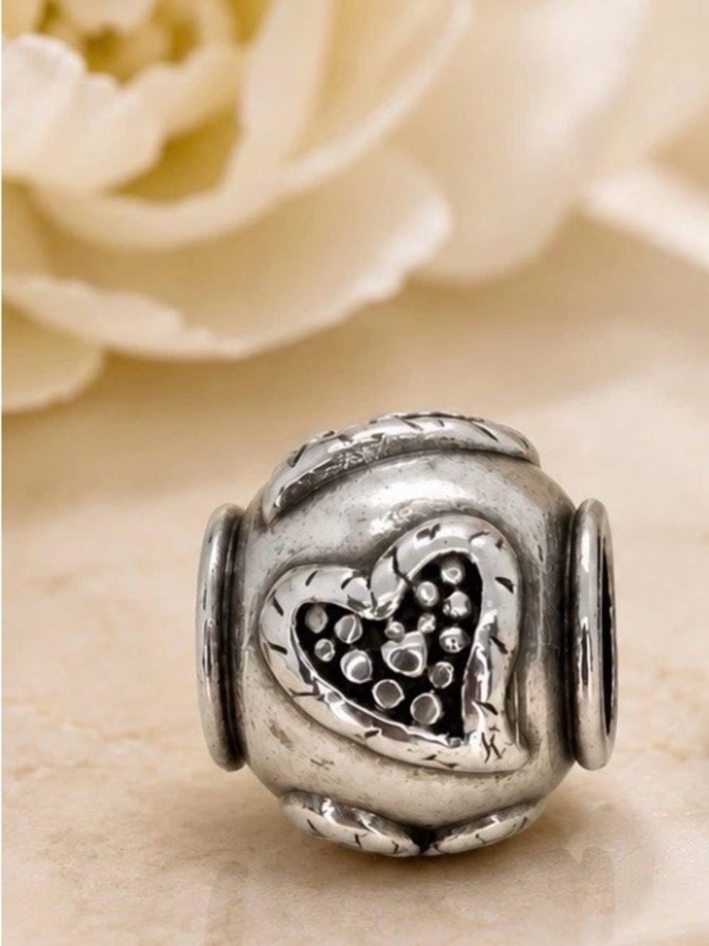Brighton Silver Heart Crystal Charm/Spacer/Bead!